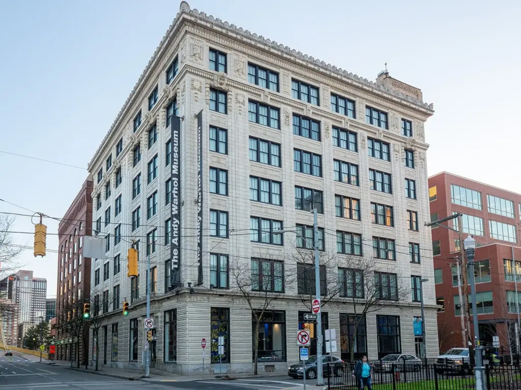 The Andy Warhol Museum's cream-colored seven-story building at a North Shore street corner