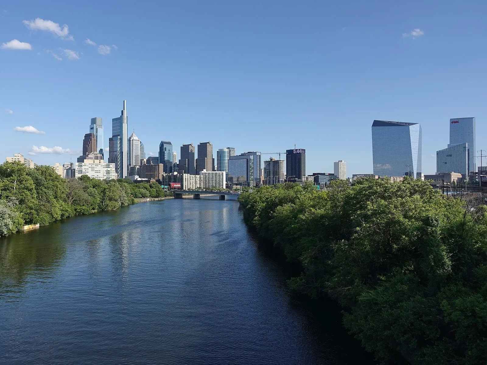 Center City skyline rising above the Schuylkill River on a clear spring evening, the backdrop to many things to do in Philadelphia