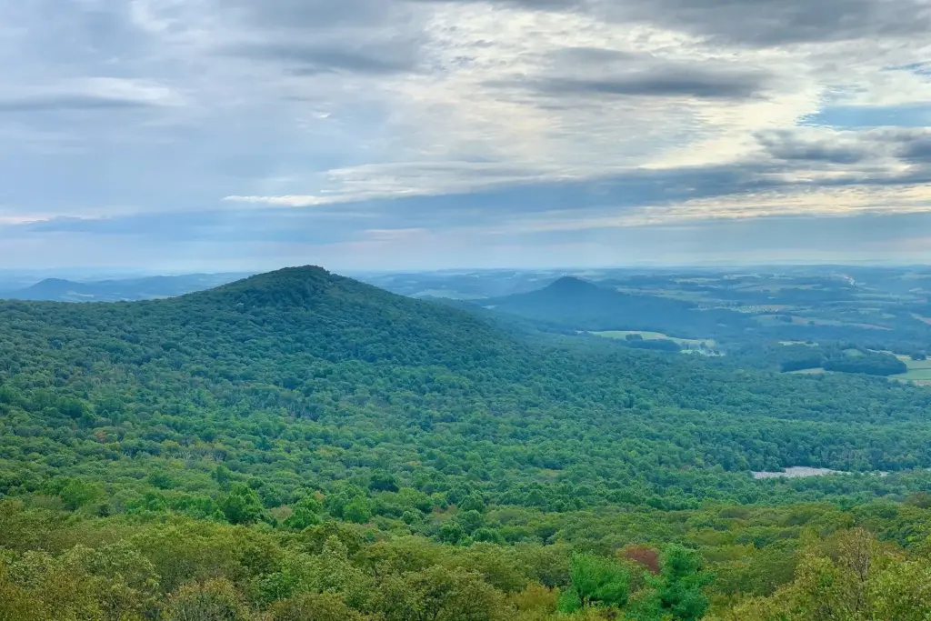 View along Blue Mountain from Pulpit Rock on the Appalachian Trail in Berks County